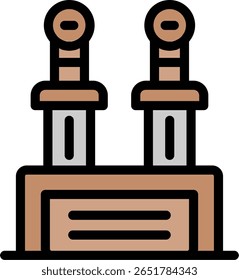 Línea de artefacto antiguo llena de diseño de iconos