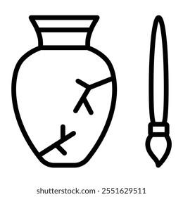 Ancient Artifact Vector Line Icon Design