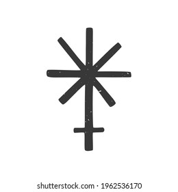 Ancient astrological symbol of asteroid Juno. Minimalistic icon isolated on a white background. Vector shabby hand drawn illustration