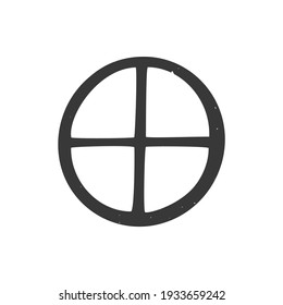 Ancient astrological symbol of Earth. Minimalistic icon isolated on a white background. Vector hand drawn illustration