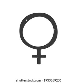 Ancient astrological symbol of Venus. Minimalistic icon isolated on a white background. Vector hand drawn illustration