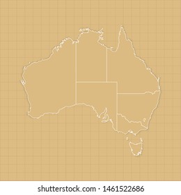 Ancient Australia map old paper background with space for text. Vector illustration EPS10.