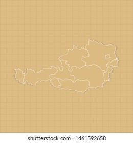 Ancient Austria map old paper background with space for text. Vector illustration EPS10.