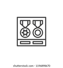 Ancient Award Medals outline icon. linear style sign for mobile concept and web design. Achievement line vector icon. Symbol, logo illustration. Pixel perfect vector graphics