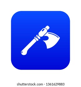 Ancient ax weapon icon blue vector isolated on white background