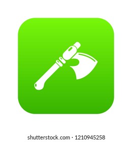 Ancient ax weapon icon green vector isolated on white background