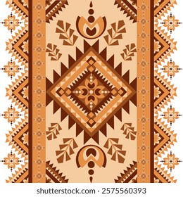 Ancient Aztec geometric patterns Eastern-style illustration Navajo Native American tribal ethnic for textile printing, decorative, carpet