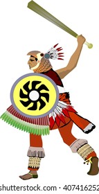 The ancient aztec warrior vector illustration isolated.