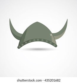 Ancient barbarian gray viking helmet with horns