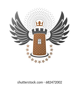 emblema de la antigua Basción. Elemento de diseño vectorial heráldico. Etiqueta de estilo retro, logotipo heráldico. Logotipo antiguo sobre fondo blanco aislado.