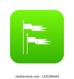 Ancient battle flags icon digital green for any design isolated on white vector illustration