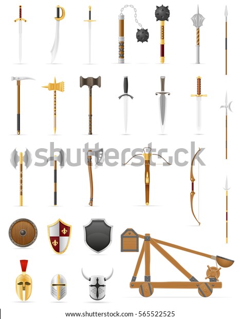 Ancient Battle Weapons Set Icons Stock Stock Vector (Royalty Free ...