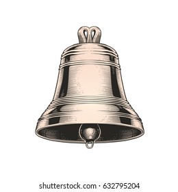 Ancient bell. Vector engraving illustration.