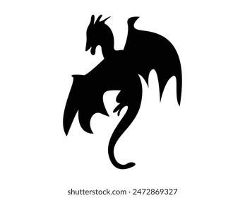 Ancient Black Dragon vector illustration. Dragon Character design 