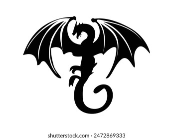 Ancient Black Dragon vector illustration. Dragon Character design 