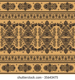 ancient black symmetric decorative pattern on a beige background