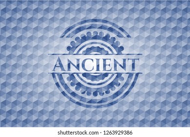 Ancient blue polygonal badge.