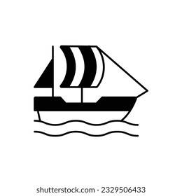 Icono vector de glifo de barco antiguo que puede editar o modificar fácilmente

