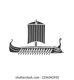 Ancient Boat Icon Silhouette Illustration. Ship Vector Graphic Pictogram Symbol Clip Art. Doodle Sketch Black Sign.