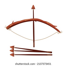 Ancient bow with arrow isolated design element illustration