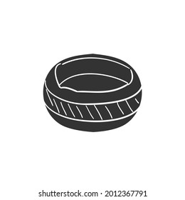 Ancient Bowl Icon Silhouette Illustration. Archeology Vector Graphic Pictogram Symbol Clip Art. Doodle Sketch Black Sign.