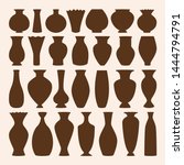 Ancient bowls icons vector collection. Vase and amphora. Ancient pottery for museum. Vector illustration