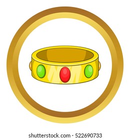 Ancient bracelet vector icon in golden circle, cartoon style isolated on white background