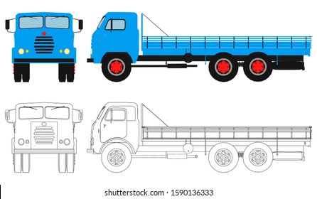 Ancient brazilian truck colored and outline.