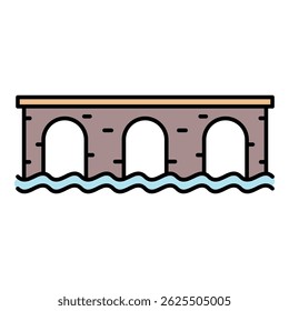 Ancient bridge icon. Outline ancient bridge vector icon color flat isolated