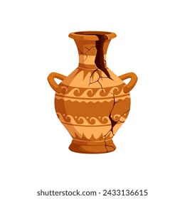 Cerámica y jarrón rotos antiguos. Vieja olla y jarra de cerámica agrietada. Vajilla aislada agrietada, fragmentada, capeada por el tiempo, revela historias de civilizaciones pasadas, artesanía e historia