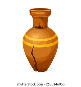 Ancient Broken Vase. Archeological Artifact Vector Illustration On White Background