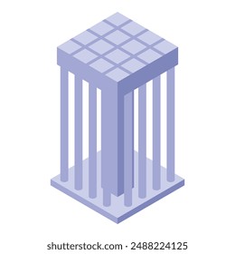 Ancient building with columns is getting restored by construction workers