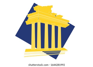 ancient building with high contrast with yellow and blue