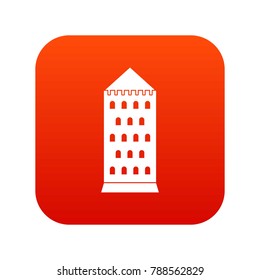 Ancient building icon digital red for any design isolated on white vector illustration