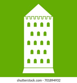 Ancient building icon white isolated on green background. Vector illustration
