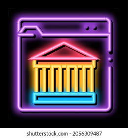 ancient building on web site neon light sign vector. Glowing bright icon ancient building on web site sign. transparent symbol illustration