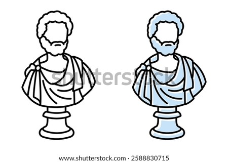 Ancient bust icon. Ancient Greek statue. Icon of an ancient philosopher	