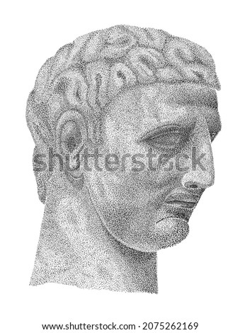 An ancient bust in a technique pointillism