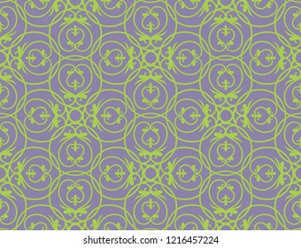 Ancient byzantine greek stylized orthodox floral ornamental seamless pattern. Vector lace. Light design lemon green on grey background. wrapping paper textile fabric