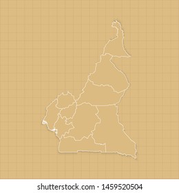 Ancient Cameroon map old paper background with space for text. Vector illustration EPS10.