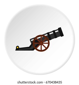 Ancient cannon icon in flat circle isolated vector illustration for web