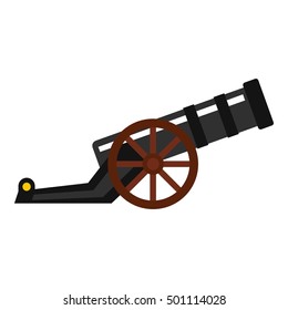 Ancient cannon icon. Flat illustration of cannon vector icon for web design
