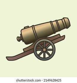 Eine alte Kanone auf Rädern. Vektordesign.