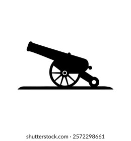 Ancient cannon silhouette icon vector illustration design on white background.