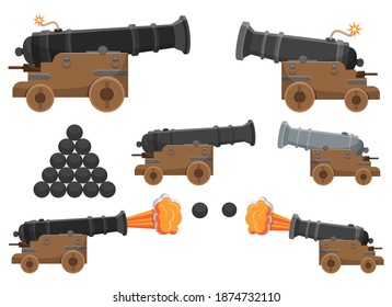 Ilustración de diseño vectorial de cañón antiguo aislada en fondo blanco
