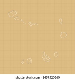 Ancient Cape Verde map old paper background with space for text. Vector illustration EPS10.