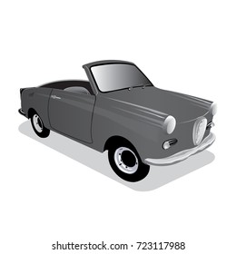 Ancient car Classic car with black-white on white background,Vector illustration
