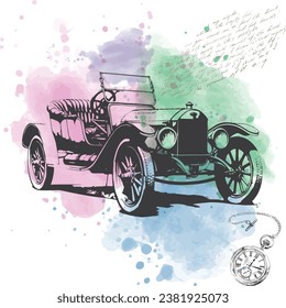 Ancient Car Vector With Vintage Design
