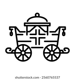 Ancient carriage icon in linear style 