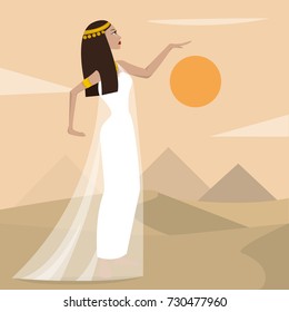 Ancient cartoon pretty egiptian woman. Vector illustration.